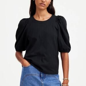 Madewell Puff Sleeve Tee Jet Black Size XXS NWT
